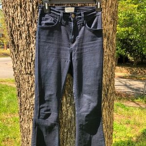 Bell bottom high waisted, dark wash stretchy denim